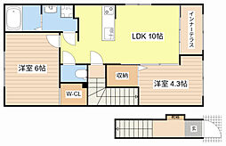 大津市大萱2丁目アパート 2LDKの間取図画像