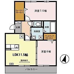 メイプルコート2 2LDKの間取図画像