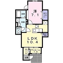 メゾンプラシード5 1LDKの間取図画像