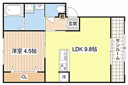 レーベンルーエ 1LDKの間取図画像