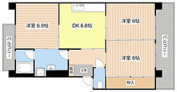 ハイツエクセル1番館 3DKの間取図画像