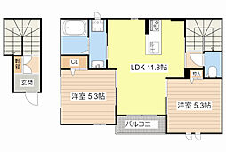 フレッシュコート2番館 2LDKの間取図画像