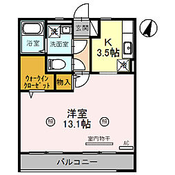 夢咲きの里D棟 ワンルームの間取図画像