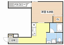 ALEGRIA瀬田 1Kの間取図画像
