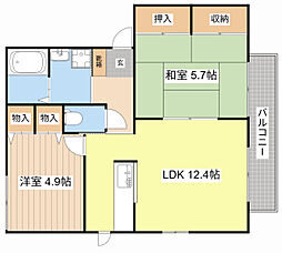 ライラック琴A棟 2LDKの間取図画像