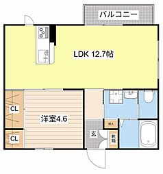 シャーメゾンクオレ 1LDKの間取図画像