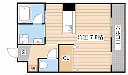 クレアシオン 1階ワンルームの間取り