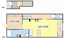 Woodstock Nest 2階1LDKの間取り
