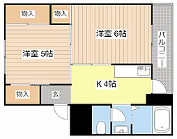 ヴィラナリー南小足II 3階2Kの間取り