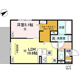 D-ROOM守山3丁目 1階1LDKの間取り