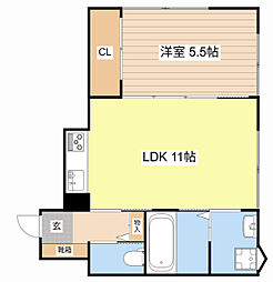 ランマンスクエア 2階1LDKの間取り