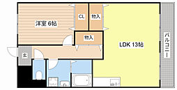 エクロール西前 3階1LDKの間取り