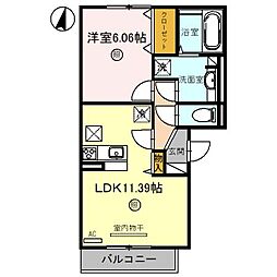 ベルコート川崎 1階1LDKの間取り