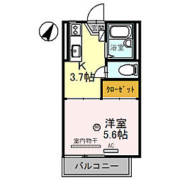 ハイツてんりゅう 1Kの間取図画像