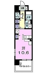 カースルアヅチ ワンルームの間取図画像