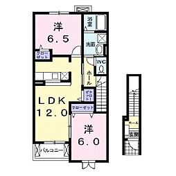 ロハス日野A 2LDKの間取図画像