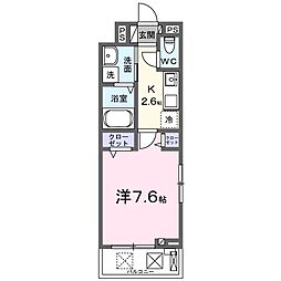 ラクーン堅田 1Kの間取図画像