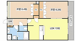 プラドール悠 2LDKの間取図画像