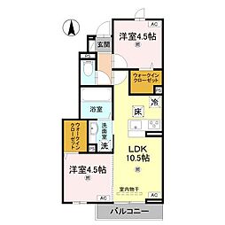 MAHALO膳所本町 2LDKの間取図画像
