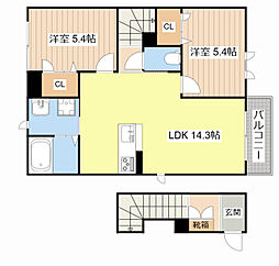 シャーメゾンベルプラート 2LDKの間取図画像