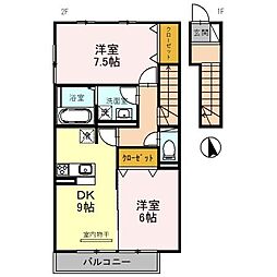 ヴェルコートB 2DKの間取図画像
