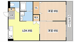 滋賀フォルサ社員寮フォルサ1号館 2LDKの間取図画像