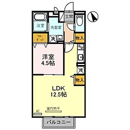 近江鉄道近江本線 八日市駅 3.4kmの賃貸アパート 2階1LDKの間取り