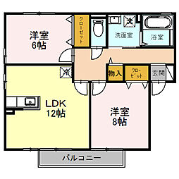 近江鉄道近江本線 水口城南駅 3.4kmの賃貸アパート 2階2LDKの間取り