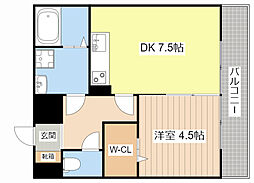 JR東海道・山陽本線 南草津駅 徒歩25分の賃貸アパート 2階1DKの間取り