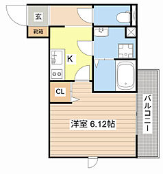 JR湖西線 堅田駅 徒歩7分の賃貸アパート 1階1Kの間取り