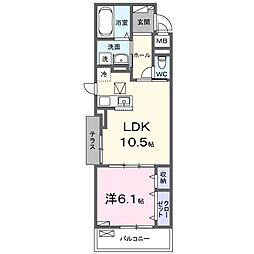 JR東海道・山陽本線 彦根駅 徒歩13分の賃貸アパート 1階1LDKの間取り