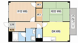 JR東海道・山陽本線 河瀬駅 徒歩5分の賃貸アパート 1階2DKの間取り