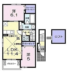 JR東海道・山陽本線 彦根駅 徒歩25分の賃貸アパート 2階2LDKの間取り