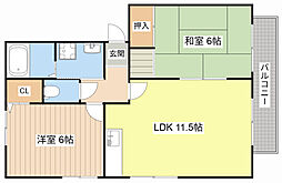 JR草津線 三雲駅 徒歩37分の賃貸アパート 2階2LDKの間取り
