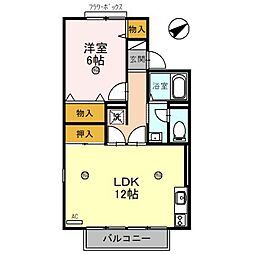 JR湖西線 唐崎駅 徒歩14分の賃貸アパート 2階1LDKの間取り