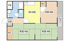 JR東海道・山陽本線 南彦根駅 徒歩30分の賃貸マンション 5階3DKの間取り