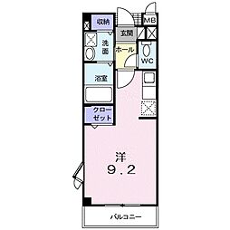 JR東海道・山陽本線 彦根駅 徒歩9分の賃貸アパート 2階ワンルームの間取り