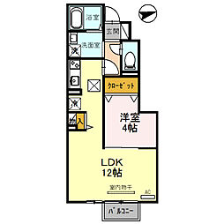JR湖西線 唐崎駅 徒歩23分の賃貸アパート 1階1LDKの間取り