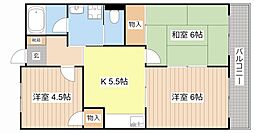 JR東海道・山陽本線 河瀬駅 徒歩9分の賃貸アパート 2階3Kの間取り