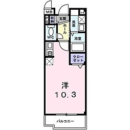 JR湖西線 大津京駅 徒歩4分の賃貸マンション 1階ワンルームの間取り