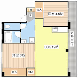 JR北陸本線 長浜駅 3.6kmの賃貸マンション 4階2LDKの間取り