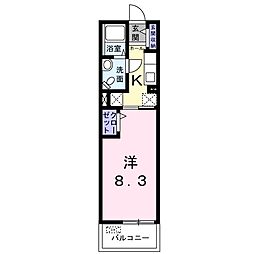 JR湖西線 唐崎駅 徒歩4分の賃貸マンション 3階1Kの間取り