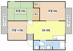 JR湖西線 大津京駅 徒歩15分の賃貸アパート 2階3DKの間取り