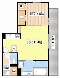 JR東海道・山陽本線 能登川駅 4.8kmの賃貸アパート 3階1LDKの間取り