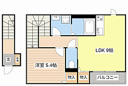 近江鉄道近江本線 水口駅 徒歩10分の賃貸アパート 2階1LDKの間取り
