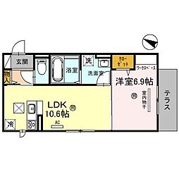 JR東海道・山陽本線 近江八幡駅 徒歩30分の賃貸アパート 1階1LDKの間取り