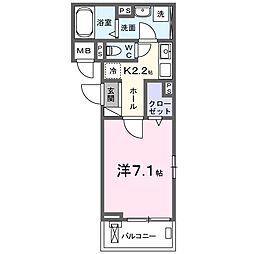 JR草津線 草津駅 徒歩19分の賃貸アパート 2階1Kの間取り