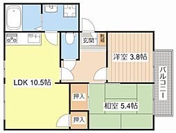 JR東海道・山陽本線 南彦根駅 徒歩24分の賃貸アパート 1階2LDKの間取り