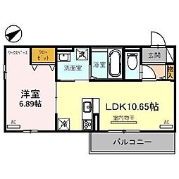 JR湖西線 唐崎駅 徒歩10分の賃貸アパート 2階1LDKの間取り