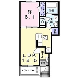 JR草津線 甲南駅 徒歩14分の賃貸アパート 1階1LDKの間取り